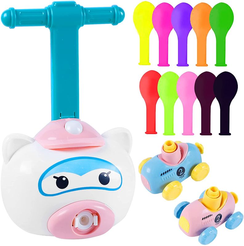 Photo 1 of Lulu Home Balloon Pump Car Toy, Balloon Launcher Powered Car Toy Set with 10 Balloons, STEM Educational Scientific Experiment Toy, Balloon Car Racers with Manual Pump for Kids (PIG)
