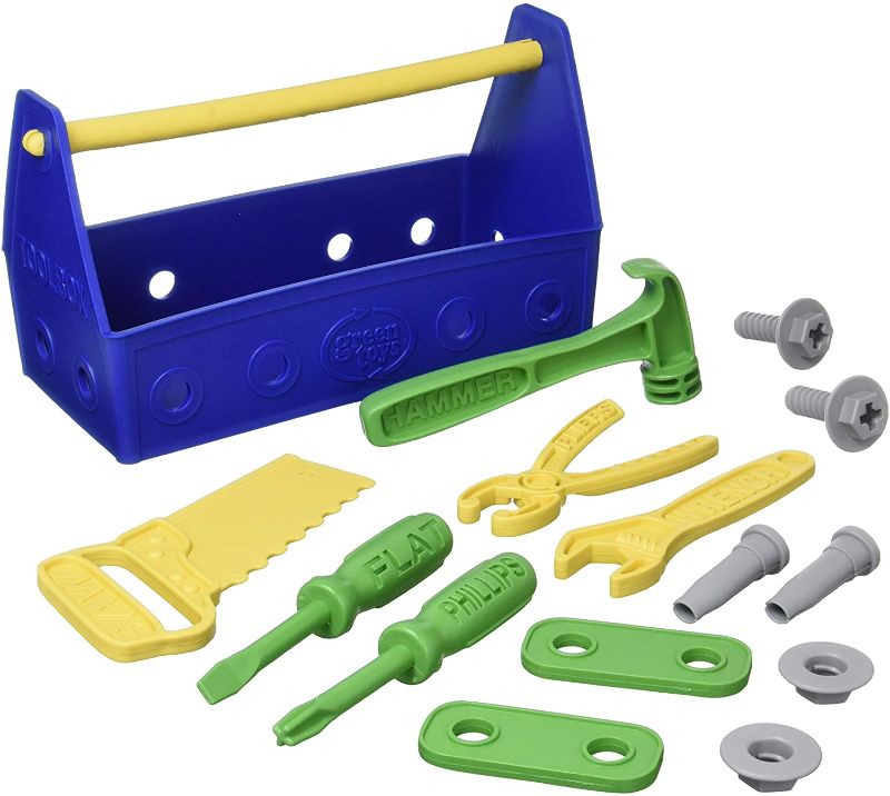Photo 1 of Green Toys Tool Set, Blue 4C - 15 Piece Pretend Play, Motor Skills, Language & Communication Kids Role Play Toy. No BPA, phthalates, PVC. Dishwasher Safe, Recycled Plastic, Made in USA.

