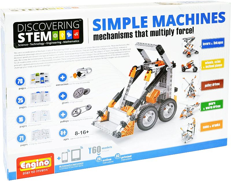 Photo 1 of Engino Discovering STEM Simple Machines Mechanisms That Multiply Force | 60 Working Models | Illustrated Instruction Manual | Theory & Facts | Experimental Activities | STEM Construction Kit
