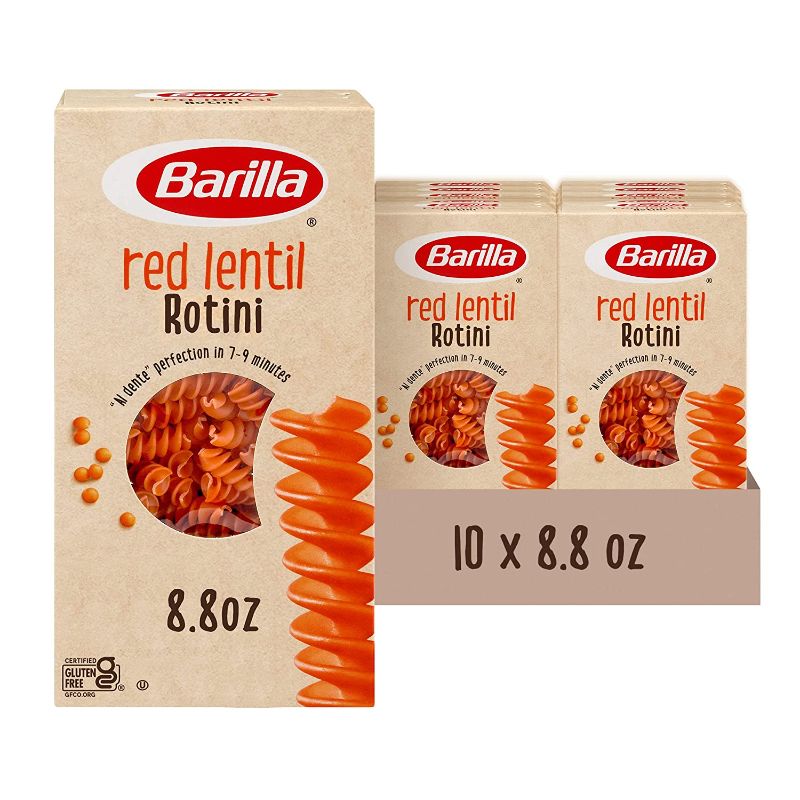 Photo 1 of Barilla Red Lentil Rotini Pasta, 8.8 oz (Pack of 10) - Vegan, Gluten Free, Non GMO & Kosher - High Protein Pasta Made with Plant Based Protein
BEST BY 1-6-23