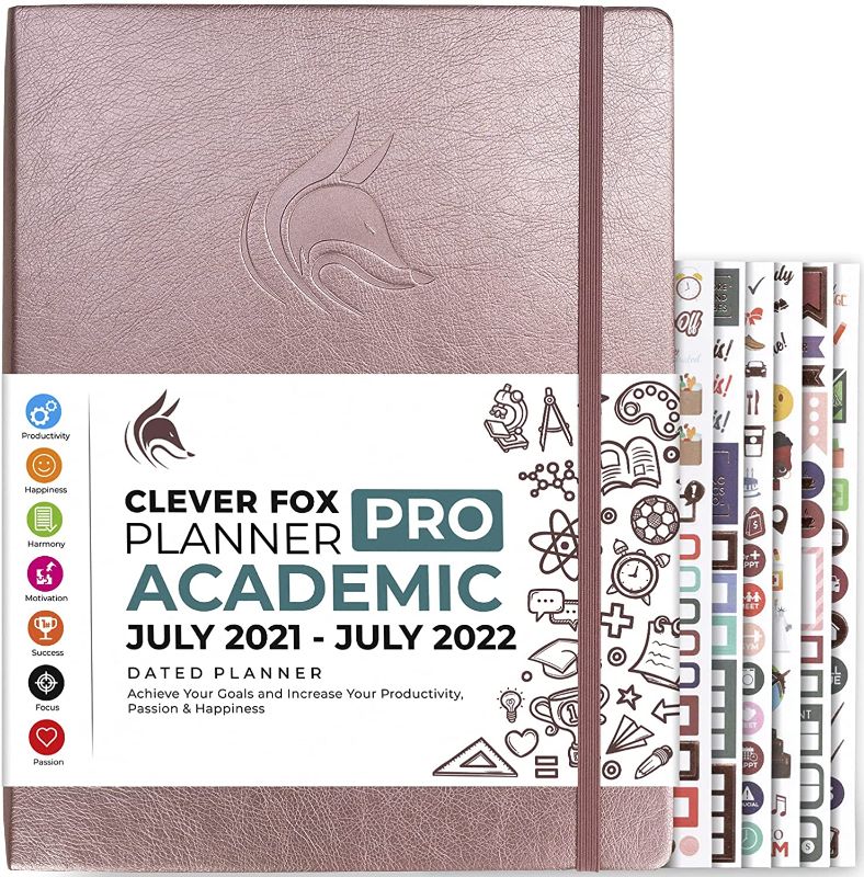 Photo 1 of Clever Fox Academic Planner PRO July 2021-July 2022 – Dated Weekly & Monthly Organizer to Boost Productivity, Stay Focused & Reach Goals – Journal for Women & Men – 8.5x11” Softcover (Rose Gold)