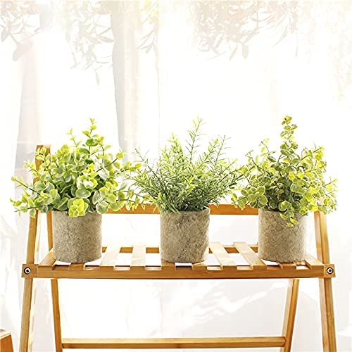 Photo 1 of 3 Pack Artificial Mini Potted Eucalyptus Plants for Home Office Desk Room Decoration (mini)