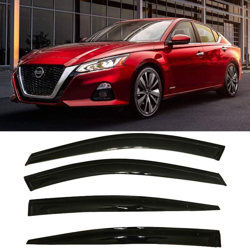 Photo 1 of Auto-parts Tape-On SmokeTinted Side Window Visor Deflectors Vent Rain Guards Compatible with Nissan Altima 2019 2020 2021 2022 L34
