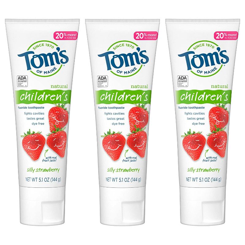 Photo 1 of Tom's of Maine Natural Kid's Fluoride Toothpaste, Silly Strawberry, 5.1 oz. 3-Pack