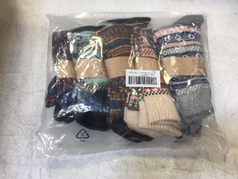 Photo 1 of Justay 5 Pair Winter Women's Wool Socks Vintage Warm Thick Cozy Socks Knit Casual Crew