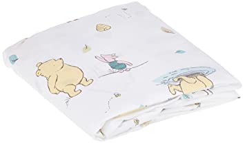 Photo 1 of Disney Winnie The Pooh Classic Pooh 100% Cotton Fitted Crib Sheet, Ivory, Butter, Aqua, Orange 