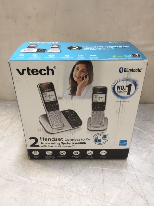 Photo 2 of VTECH VS112-2 DECT 6.0 Bluetooth 2 Handset Cordless Phone for Home with Answering Machine, Call Blocking, Caller ID, Intercom and Connect to Cell (Silver & Black)
