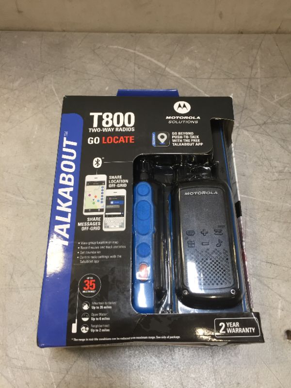 Photo 2 of Motorola Talkabout T800 Two-Way Radios, 2 Pack, Black/Blue
