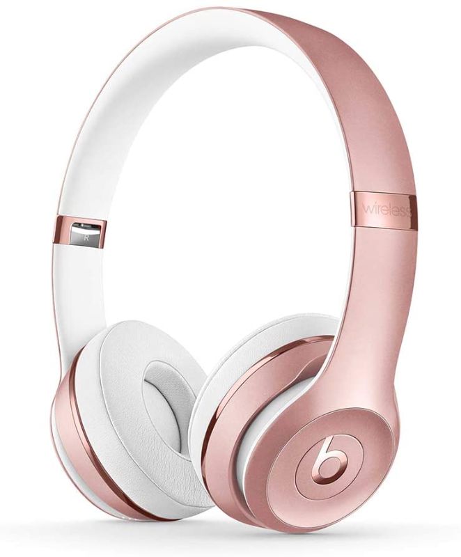 Photo 1 of (missing charger, used & dirty)Beats Solo3 Wireless On-Ear Headphones - Apple W1 Headphone Chip, Class 1 Bluetooth, 40 Hours of Listening Time, Built-in Microphone - Rose Gold (Latest Model)
