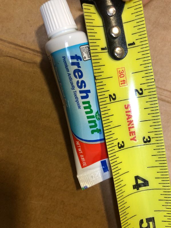 Photo 7 of (minis)144 Tubes of Freshmint .85 oz. Premium Anticavity Fluoride Toothpaste with Safety Seal (ADA Accepted)
