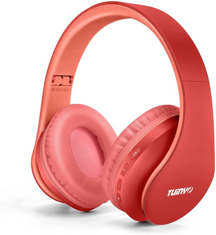 Photo 1 of TUINYO Wireless Headphones Over Ear, Bluetooth Headphones with Microphone, Foldable Stereo Wireless Headsetfor Travel Work TV PC Cellphone-Red
