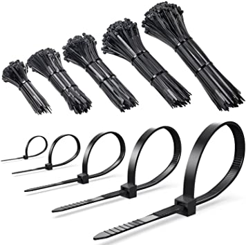 Photo 1 of Zip Ties/Cable Zip/Black zip ties/Zip ties heavy duty Thickening,500 PCS Self-Locking Cable Zip Ties 4"+6"+8"+10"+12"-Inch Nylon Cable Ties,Perfect for Home,Office,Garage,Workshop and Outdoor-(Black)