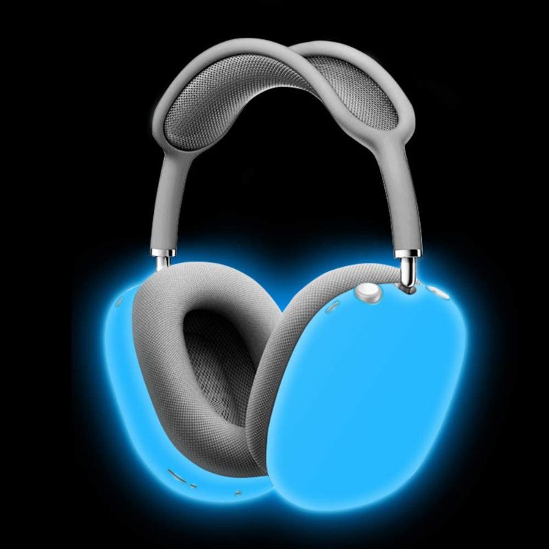 Photo 1 of Protective Case for AirPods Max, Silicone Cover for Airpod Max Headphones Skin, Soft Headset Ear Cups Replacement Sleeve Protector Accessories(Glow Blue)(3)