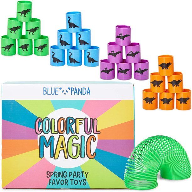 Photo 1 of 24-Pack Magic Springs for Dinosaur T-Rex Party Favors, Mini Plastic Spring Toy for Kids Dino Birthday Supplies, Gifts, Prizes, Goodie Bag Filler, Stocking Stuffers