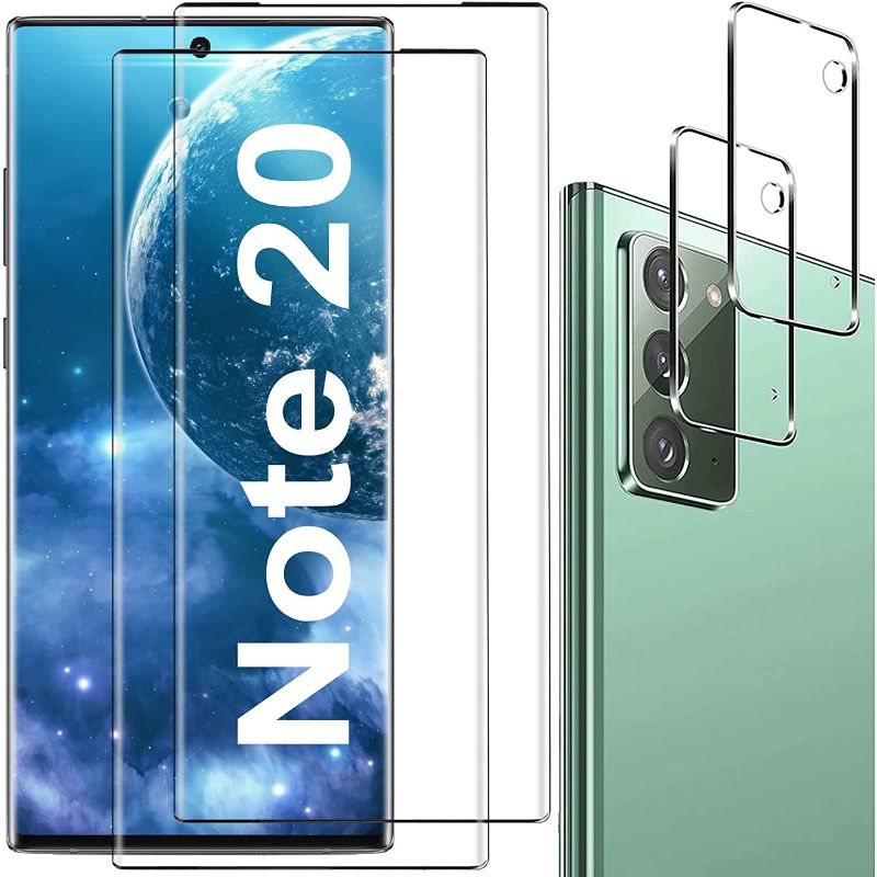 Photo 1 of [2+2 Pack] Galaxy Note 20 Screen Protector, HD Clear Tempered Glass, Ultrasonic Fingerprint Support, 3D Curved, Scratch Resistant, Bubble-Free for Galaxy Note 20 5G Glass Screen Protector(2PACK)