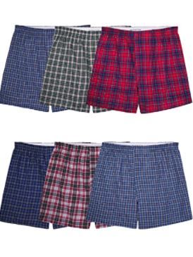 Photo 1 of Fruit of the Loom Men's Tag-Free Boxer Shorts (Knit & Woven) 6 pack Assorted Colors, SMALL