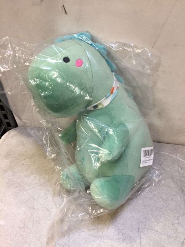 Photo 2 of Ahlulu Cute Dinosaur Plushies, 10" Soft Dino Stuffed Animals with Cartoon Scarf, Chubby Plush Toy Gift for Kids, Green
