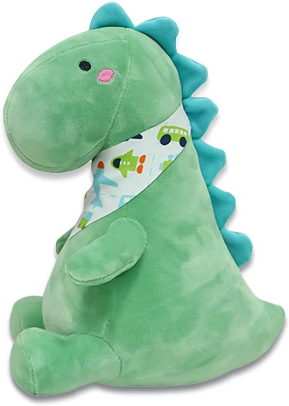 Photo 1 of Ahlulu Cute Dinosaur Plushies, 10" Soft Dino Stuffed Animals with Cartoon Scarf, Chubby Plush Toy Gift for Kids, Green
