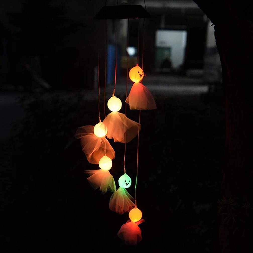 Photo 1 of eyesfon Halloween Wind Chimes for Outside, Solar Wind Chime Halloween Decoration Indoor, Goodies (Ghost)

