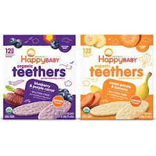 Photo 1 of Happy Baby Organics Gluten Free Organic Teethers 2 Flavor Variety Pack (Blueberry & Purple Carrot/Sweet Potato & Banana), 24 Count exp- May 04/2022