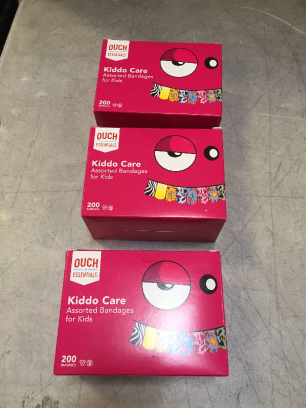 Photo 2 of Ouch Essentials Kiddo Care - Kids Adhesive Bandages, Assorted Styles, 200 Count 3 packs 