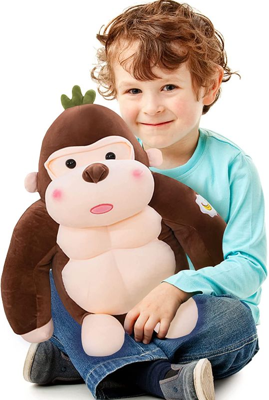 Photo 1 of Gorilla Plush Toys, Noetoy 16 Inch Cartoon Monkey Stuffed Animal Pillow, Cute Soft Sofa Pillows Doll, for Kids, Boys, Girls
