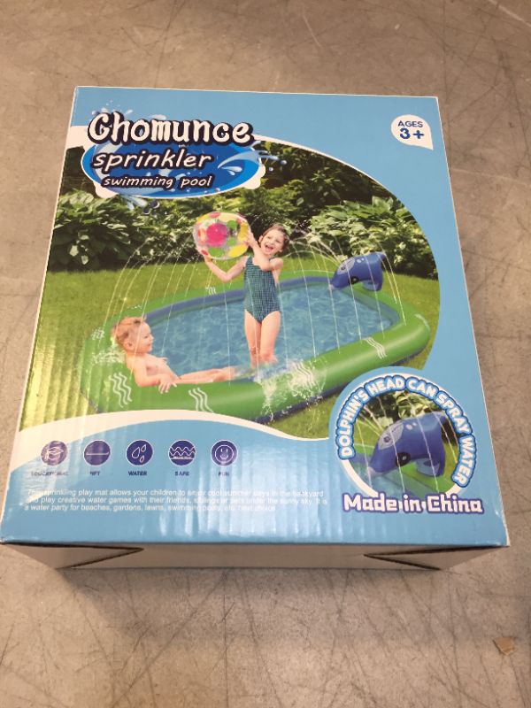 Photo 2 of Chomunce Splash Pad for Kids Inflatable Sprinkler Pool Outdoor Water Toys for Kid Ages 4-8 Summer Swimming Outside 3-in-1 Upgraded Spray Mat Birthday Gifts for 1 2 3 4 5 6 7 Years Old Boys and Girls - factory sealed 