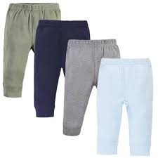 Photo 1 of Touched by Nature Baby and Toddler Boy Organic Cotton Pants 4pk, Blue Green size 4 T 