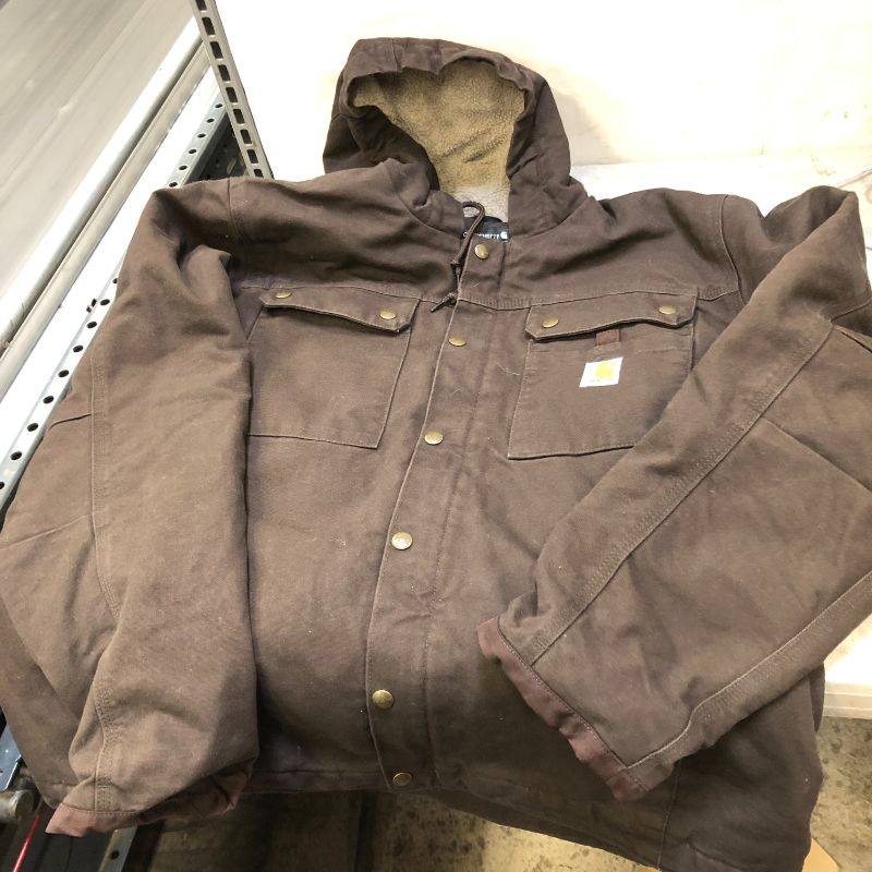 Photo 1 of Carhartt Men's relaxed fit- Duck Insulated Flannel-Lined Jacket size large brown 