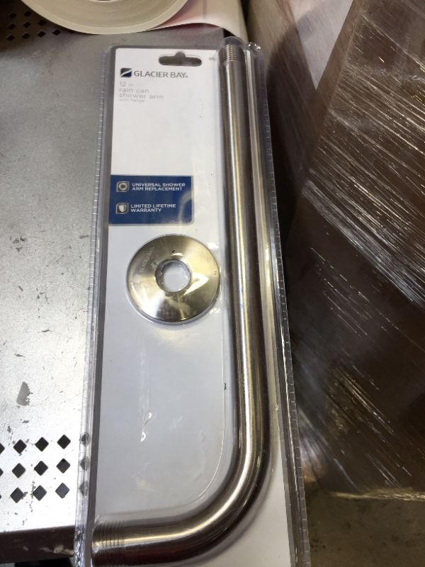 Photo 1 of 12 in. Raincan Shower Arm and Flange in Brushed Nickel

