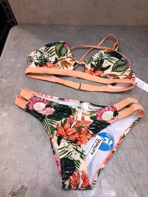 Photo 2 of Carolyn Leafy and Floral Crisscross Strappy Bikini size m 