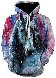 Photo 1 of Generic Brands LODFJF Womens Mens 3D Horse Printed Horse Hoodies Sweatshirts Pullover Hooded Shirts
LARGE