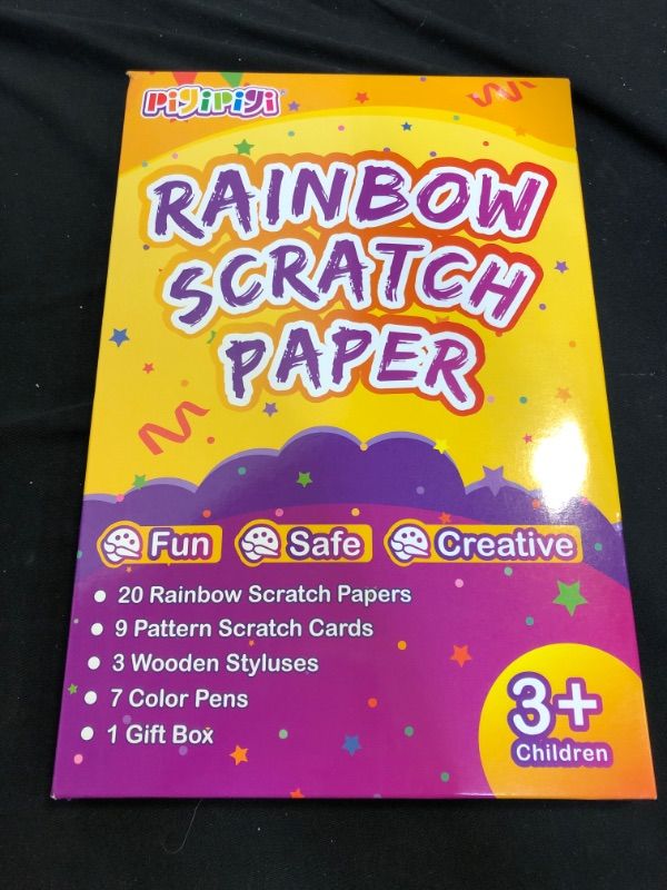 Photo 2 of QXNEW Art and Craft Gift for Kids - Magic Scratch Rainbow Paper Art Set for Girls Boys Activity Coloring Doodle Drawing Pad Card Board Supply Kit for Children Teen Birthday Toy