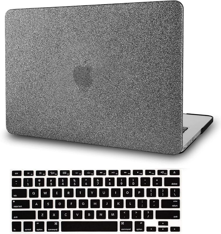 Photo 1 of KECC Compatible with MacBook Air 13 inch Case (2010-2017 Release) A1369/A1466 Plastic Hard Shell Keyboard Cover(Grey Sparkling) with carrying case
