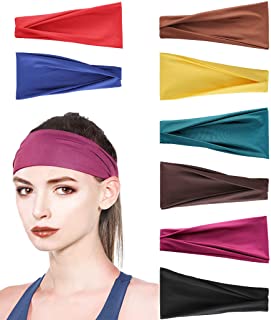 Photo 1 of Headbands for Women 8 Pack Turban Knot Headwrap Yoga Workout Sport Head Bands (Style C-Flat Headbands)
