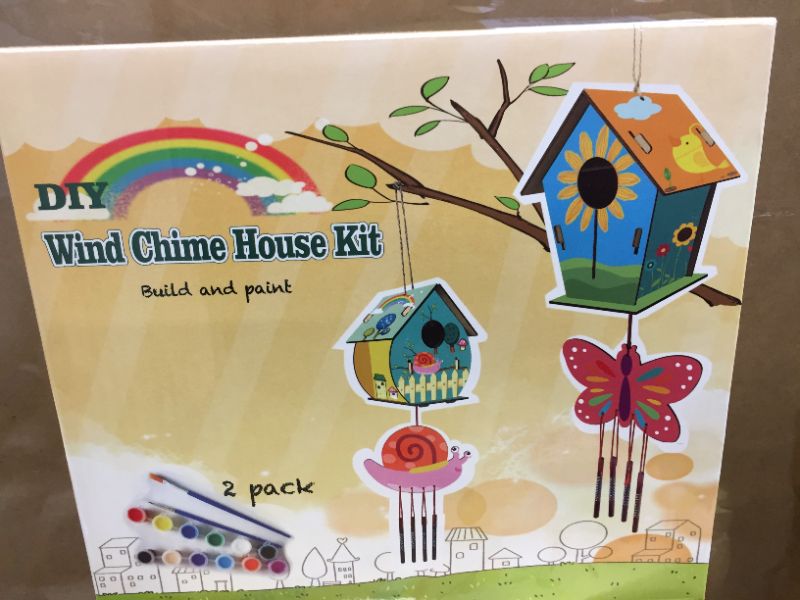 Photo 1 of DIY Bird House & Wind Chime Craft Kits, 2 Pack Arts and Crafts for Kids Girls Boys Toddlers Ages 3 4 5 6 8 12, Wooden Birdhouse Kids Crafts Kit for Children to Build and Paint (Random Deliverly)
