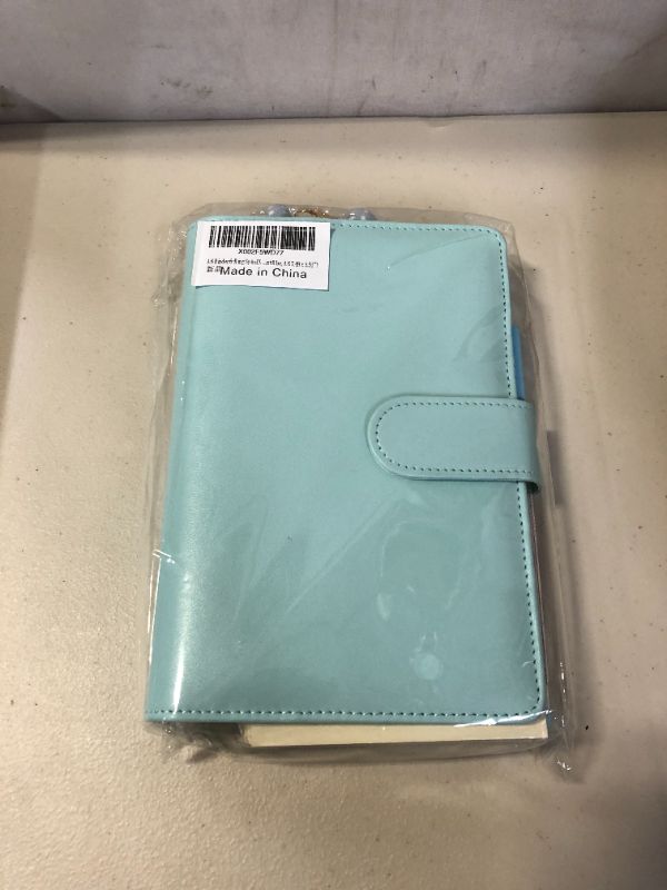 Photo 2 of A6 Binder 6-Ring Spiral Notebook Personal Planner with Refills x80 Sheets, Zip Pouch Bag x1, Rainbow Pen x1, Divider Tabs x5, Today Ruler x1, Pendant Deco x1 Harphia (Mint Blue, A6 7.48 x 5.51'')
