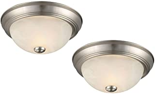 Photo 1 of Design House 587527 Traditional 2 Pack 2 Indoor Dimmable Ceiling Light with Alabaster Glass for Bedroom Hallway Kitchen Dining Room, 11-Inch, Satin Nickel, 2 Count
