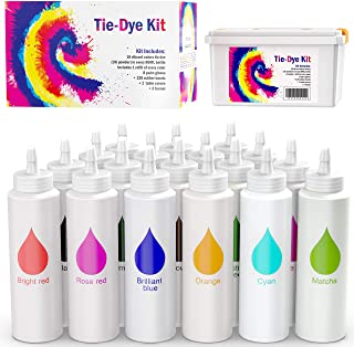 Photo 1 of Tie Dye Kit for Kids and Adults - Easy DIY Tie Dye Party Kit with 18 Colors, Fabric Dye Refills, Rubber Bands, Gloves, Table Cover + More Supplies - Fun-at-Home Holiday or Birthday Gift (Rainbow)
