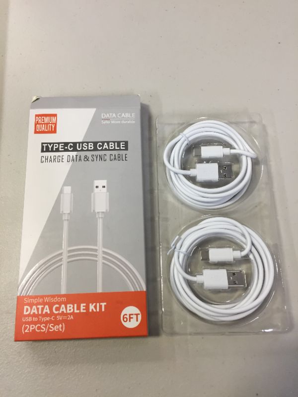 Photo 1 of 2 PACK TYPE-C USB CABLE 6FT