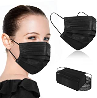 Photo 1 of 100Pcs Black Disposable Face Masks,Black Face Masks Disposable 3 Ply Face Masks for Adults,Black Masks
