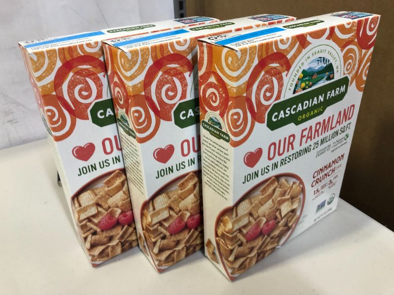 Photo 2 of 3x Cascadian Farm Organic Cinnamon Crunch Cereal, Whole Grain Cereal, 9.2 oz
Best Before: Sept 21, 2021