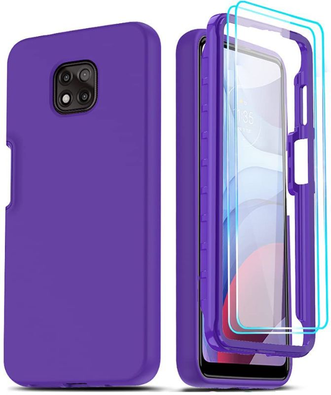 Photo 1 of Moto G Power 2021 Two Tone Transparent Shockproof Case Cover - Purple
