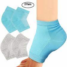 Photo 1 of Exper 2 Pairs Moisturizing Heel Socks Gel Lined Toeless Spa Socks Day Night to Heal and Treat Dry Hard Cracked Heel,Damaged Cuticles and Calluses Skin (Blue+Grey) one size fits all (brand new, open for pictures)