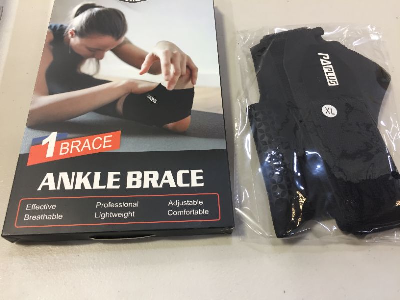Photo 1 of PAPLUS Ankle Brace for Men & Women, Ankle Support Foot Brace with Ankle Wrap, Adjustable Strap for Sprained, Volleyball, Sports, Black, Single, XL
