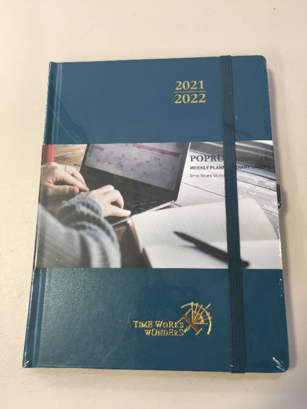 Photo 2 of Academic Planner 2021-2022 Hourly Weekly Monthly - POPRUN Agenda August 2021 to July 2022 with Pocket, Note & Address Pages, Hardcover, 6.5" x 8.75", Pacific Green
