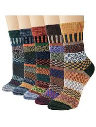 Photo 1 of justay 5 pairs winter womens wool socks vintage warm socks thick cozy socks knit casual crew socks size small