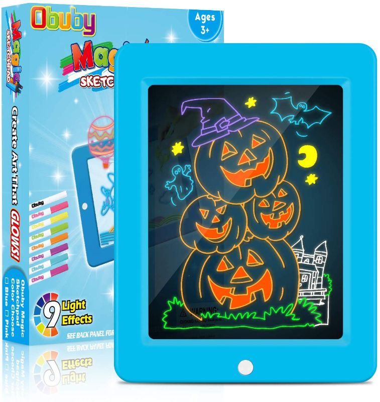 Photo 1 of Obuby Light Up Drawing Board Educational Learning Drawing Kids Toys Gifts for 3 4 5 6 7+ Ages Boys and Girls,Ultimate Tracing Pad with 9 LED Light Effects Glow in The Dark Art Doodle Color Set?Blue?

