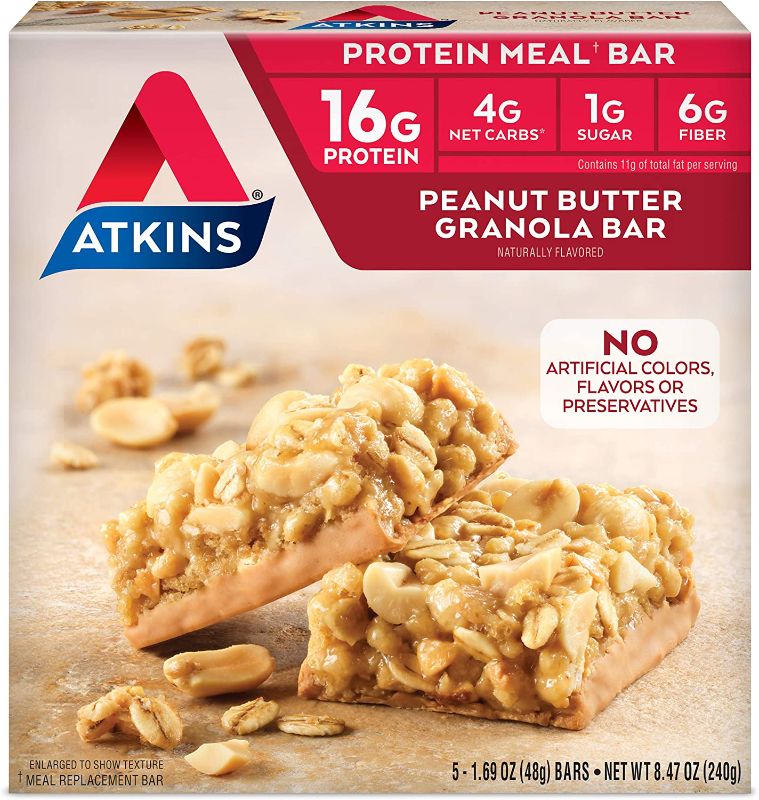 Photo 1 of Atkins Peanut Butter Granola Protein Meal Bar. Crunchy and Creamy. Keto-Friendly. (5 Bars) 2 Pack