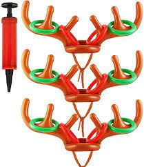 Photo 1 of Inflatable Reindeer Antler Ring Toss Game,Christmas Party Games Ring Toss Game for Xmas Kids Teens Party Favors Supplies Outdoor Indoor (2 Antlers 8 Rings)
